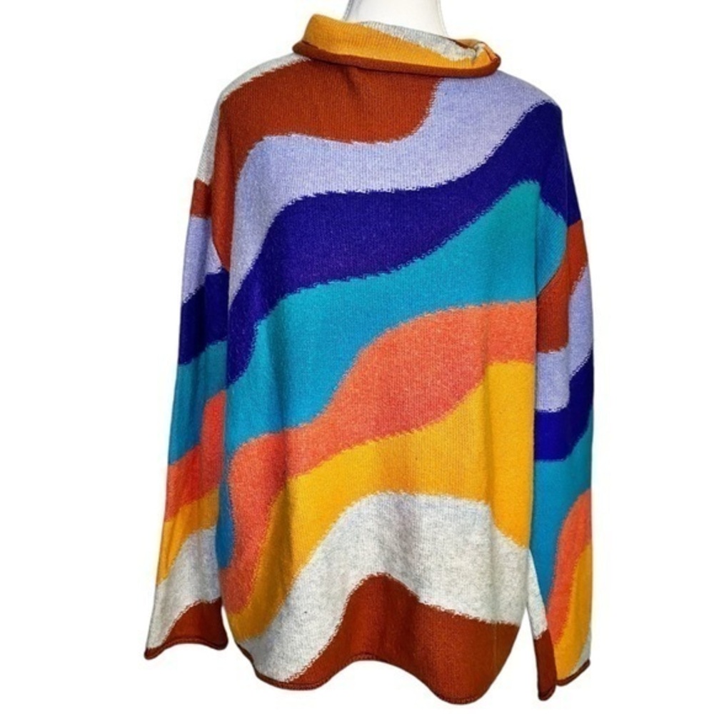 Kerisma Colorful Waves Print Oversized Turtleneck Sweater - Size S/M